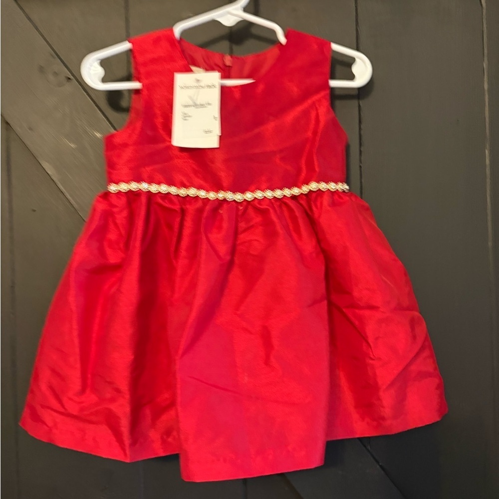Charming Red Formal Dress with Gold Trim - Picture 1 of 4